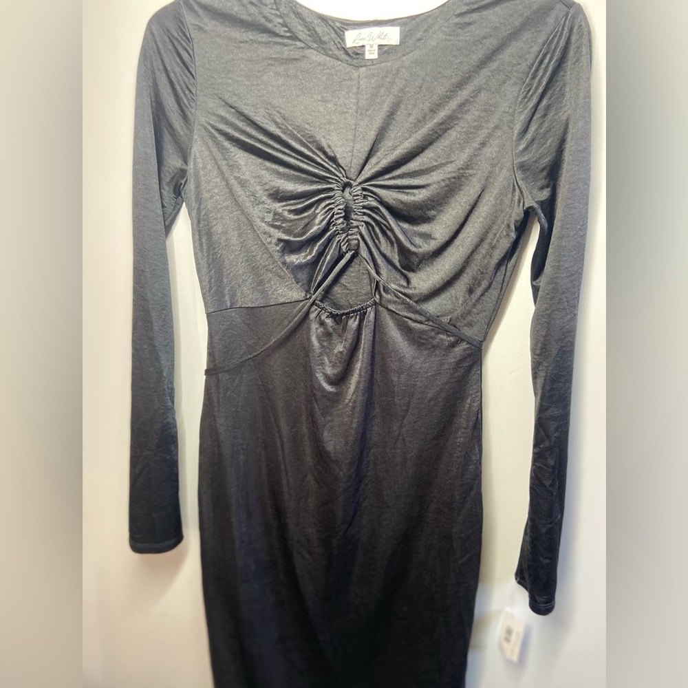 Gray Ruched Long Sleeve Bodycon Dress